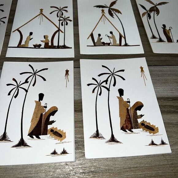 Vintage Wood Cut Veneer Blank Cards Caribbean Handmade Set 10 4”X5.5” Ethnic - Picture 6 of 9